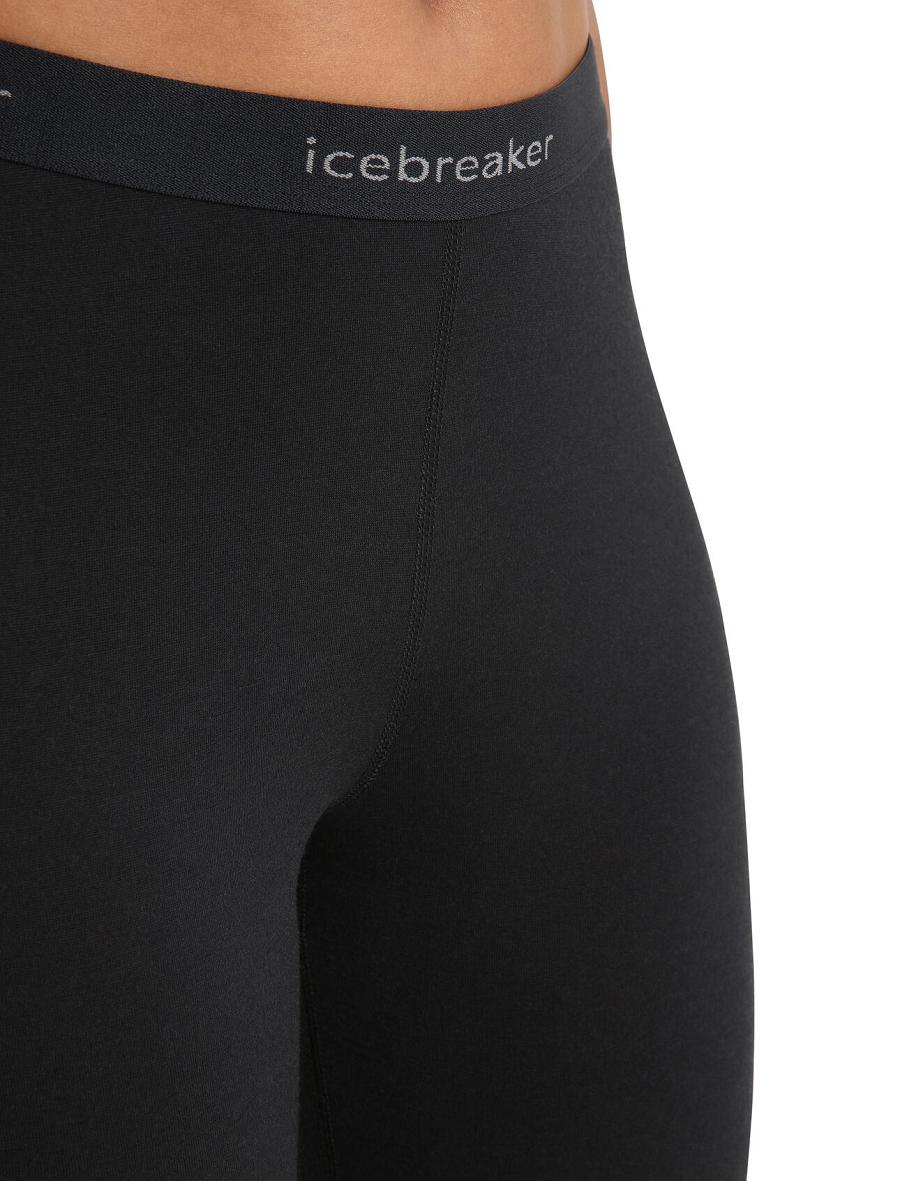 Base Layers Icebreaker Merino 200 Oasis 3/4 Thermal Leggings Damskie Czarne | PL 1075UZGT